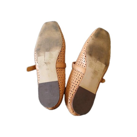 J.Crew Womens 10.5 Tan Perferated Mary Jane Ballet Flats Classic Cottagecore - Picture 6 of 6